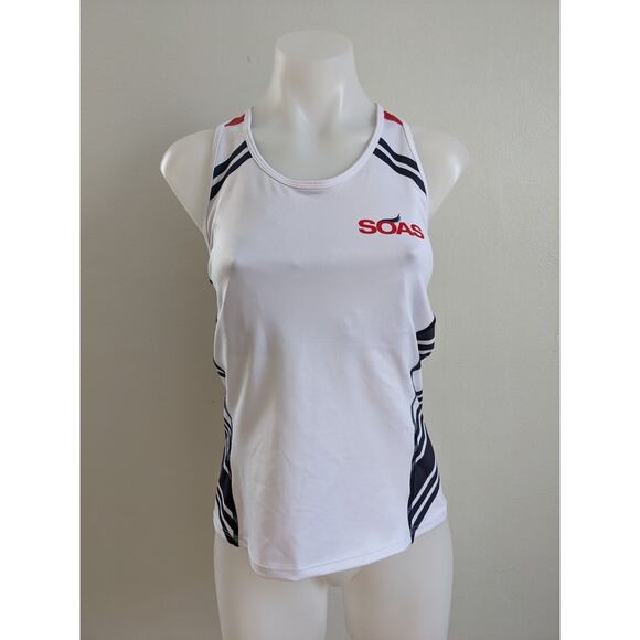 SOAS Womens Size Large Running Tri Tank White Racerback Cycling Pockets - Picture 2 of 14